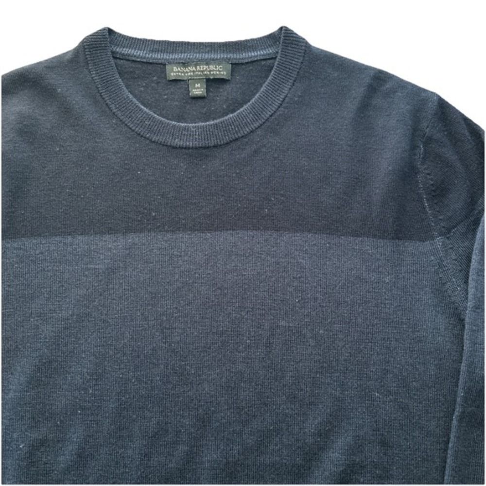 Banana Republic Extra Fine Italian Merino Wool Mens Medium Blue Pullover Sweater